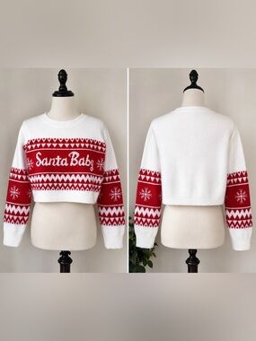 SHEIN Santa Baby Christmas Fair Isle Cropped Sweater XXL 14